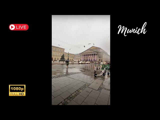  Live (Vertical) Torrential Rain Walk in Munich, Germany - Karlsplatz (Stachus) to Lehel