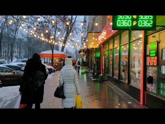 Snowing Christmas Odessa Ukraine Beautiful City Walk 2021 4K