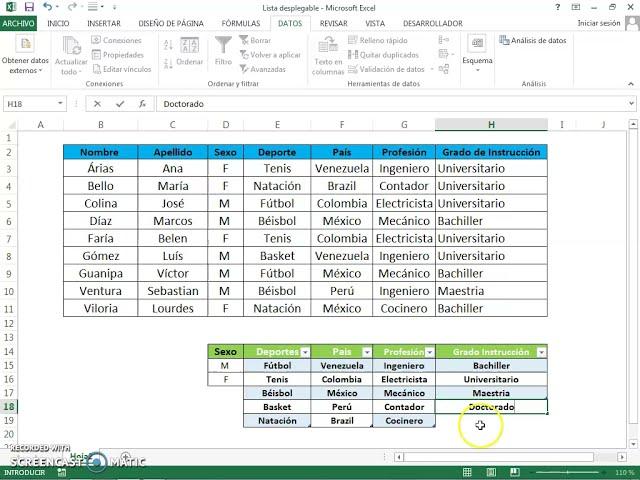 Listas Desplegables en Tabla Dinámica con Excel