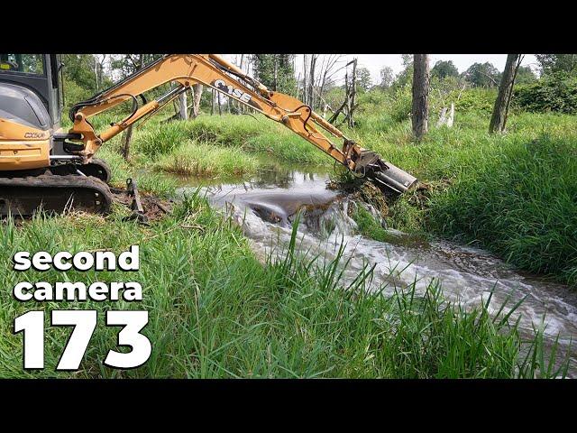 One Of My First Excavator Jobs - Mechanical Beaver Dam Removal No.173 - Second Camera