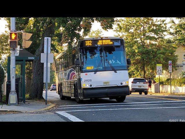 New Jersey Transit MCI D4500CT #21128 on the 182 at Main St and Larch Ave in Bogota