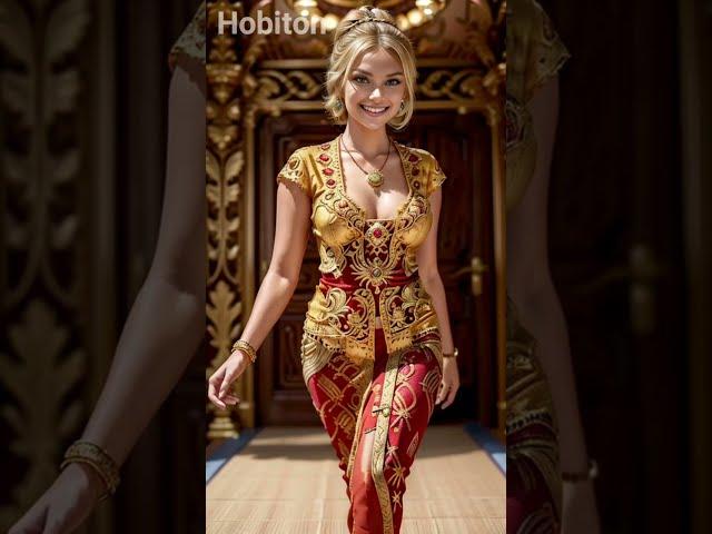 Ai Blonde Kebaya Red Gold #ai #ailady #aifashion #aigenerated #ailookbook #kebayamodern #fashion