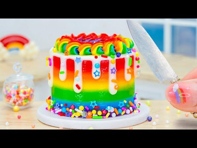 Satisfying Miniature Rainbow Cake Design - Amazing Easy Cake Cream Recipe By Mini Tasty