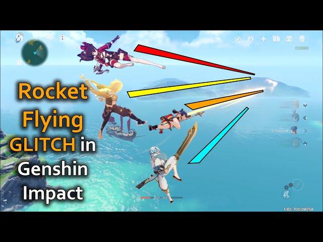 Rocket Flying GLITCH in Genshin Impact let you CROSS the WHOLE MAP in one go & Out of Bounds!