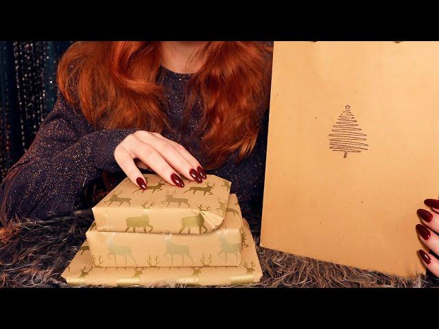 Present Wrapping by a Crackling Fire  ASMR