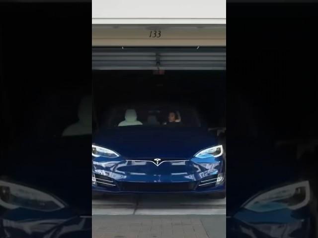 Tesla New Feature my Q Opens Your Garage For You See!!!