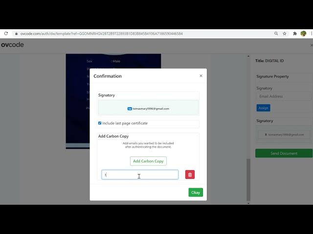 Authenticate Digital ID with OVCODE