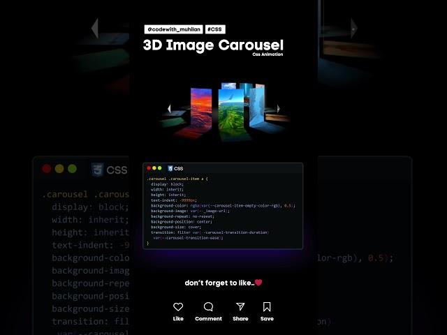 3D Image Carousel #codewith_muhilan #css #coding #gsap