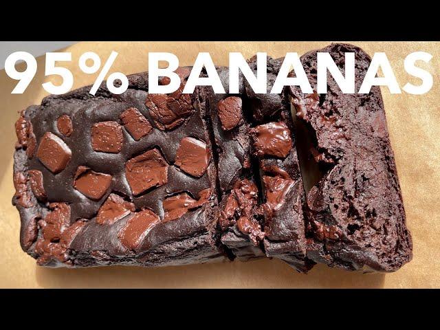 95% BANANAS Double Chocolate BANANA Bread  vegan recipes #bananabread #chocolate  #vegan