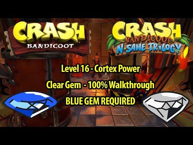 Crash Bandicoot 1 HD - Cortex Power 100% Walkthrough - BLUE GEM REQUIRED - N. Sane Trilogy