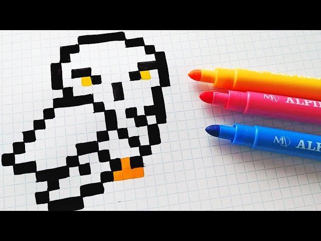 Handmade Pixel Art - How To Draw Hedwig from Harry Potter  #pixelart