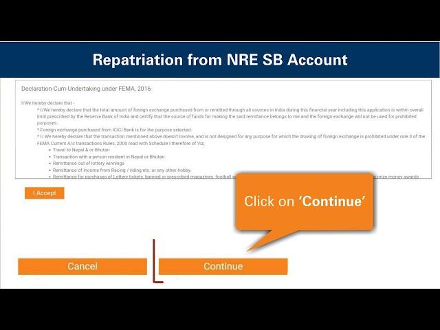 NRI Internet Banking: Repatriation from NRO/NRE SB Account Demo