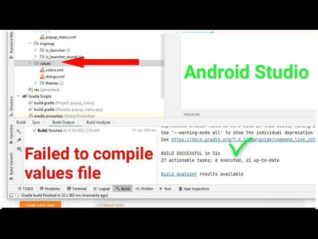 android - Failed to compile values file