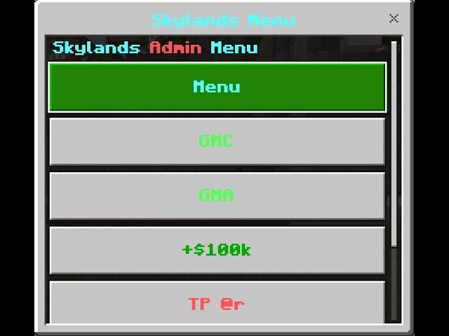 Admin Menu Minecraft Bedrock
