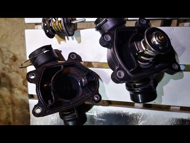 Замена термостата и фланца системы охлаждения BMW M57 / thermostat and coolant pipe replacement