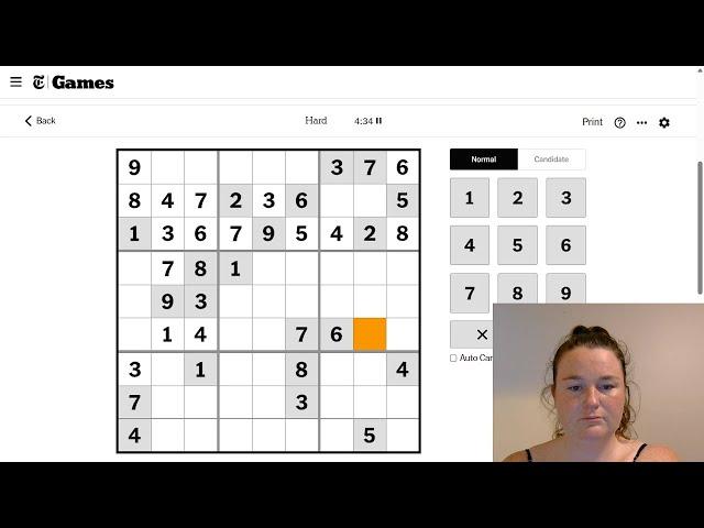 Solving NYT Hard Sudoku - No Notes | May 2, 2025