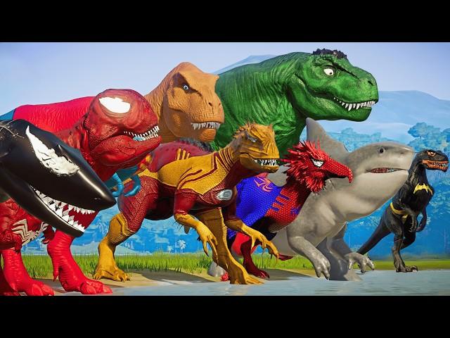 ALL SuperHero Dinosaurs Battle in Jurassic World |Dinosaur Pro 8 SuperHero Team|