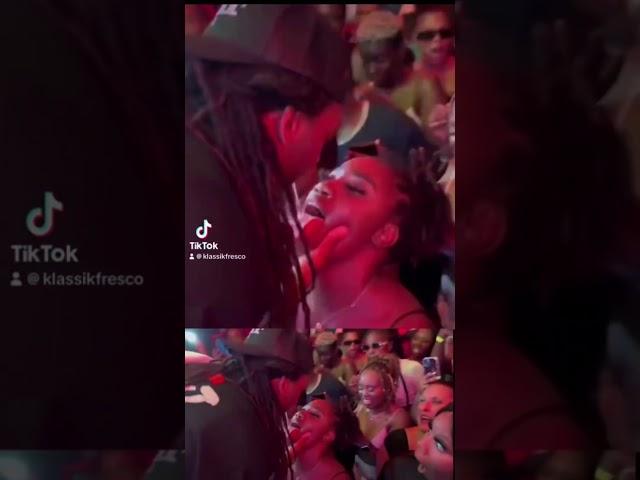 Klassik Frescobar controversial spit kiss in mouth during live show crowd shocked #zess #dancehall