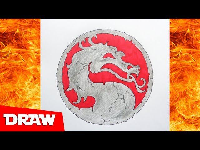 How to draw MORTAL KOMBAT Logo, Как нарисовать логотип Мортал Комбат