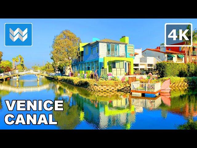 [4K] Venice Beach Canals in Los Angeles, California USA - Walking Tour  Binaural Sound