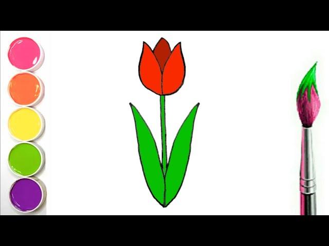 How to draw Tulip | Как нарисовать Тюльпана | Bolalar uchun Lola rasmini chizish | Learn To Draw