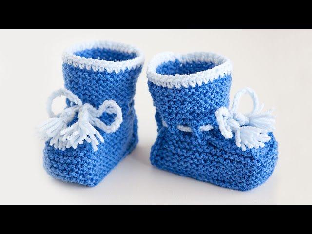 Knitted booties on two straight needles for beginners