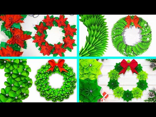 Рождественский ВЕНОК из бумаги Своими руками | Новогодние поделки | 4 Paper Christmas Wreath Ideas