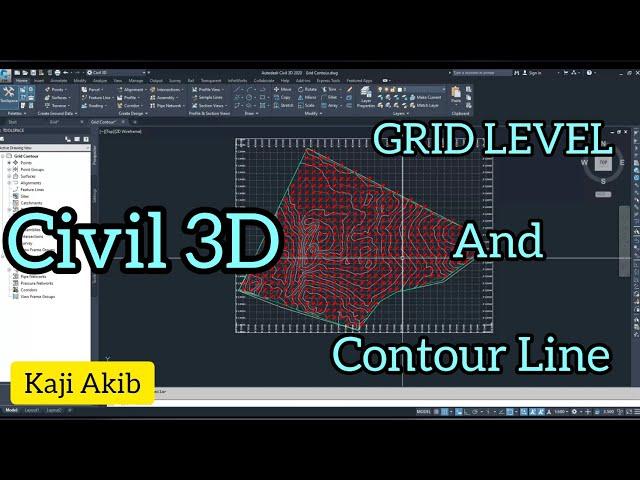 Grid Level , Grid Line & Contour Line Prepare process by Civil 3D