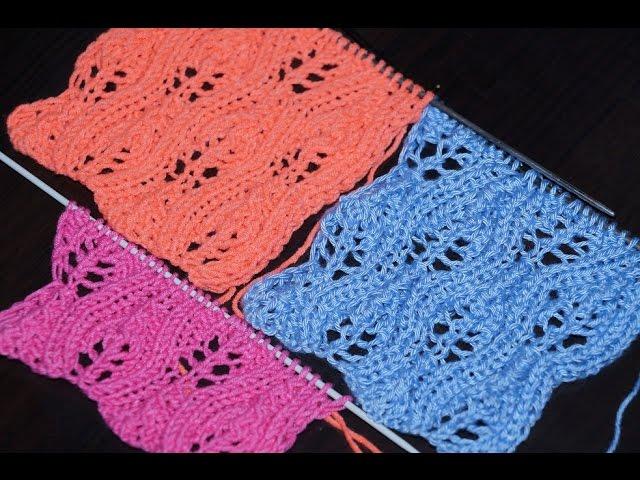 Вязание спицами для начинающих. Ажурный узор  ///  Knitting for beginners. openwork pattern