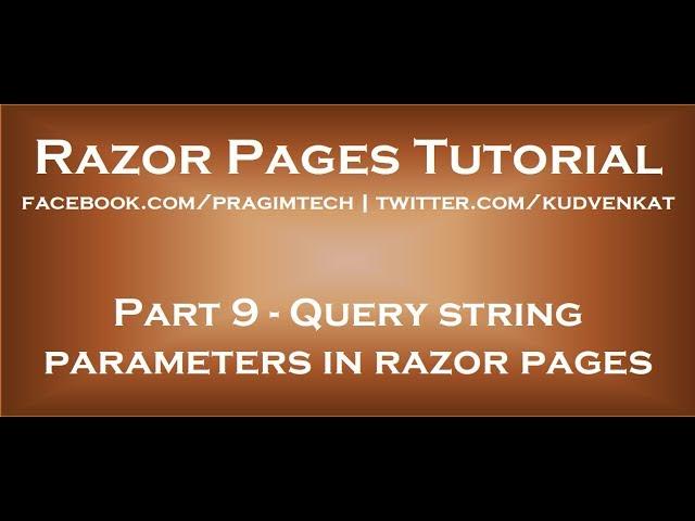 Query string parameters in asp net core razor pages