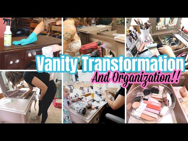 FURNITURE TRANSFORMATION & EXTREME MAKEUP ORGANIZATION | BEAUTIFUL VANITY TRANSFORMATION