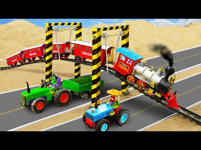 Diy tractor making mini Lifting Rail system for Train | diy mini Traffic Construction for Tractor