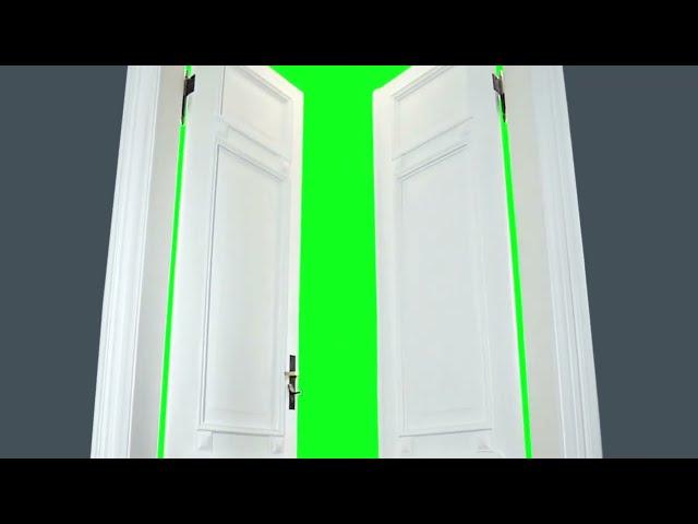 The door opens Footage for video editing Green background Chroma key HD