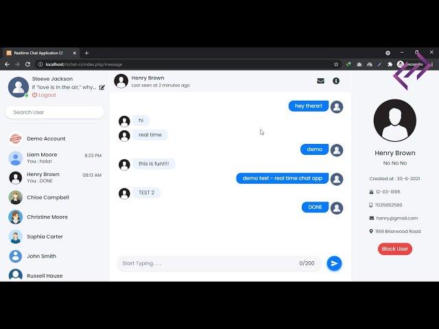 Real-Time Chat Application in PHP MySQL CodeIgniter with Source Code - CodeAstro