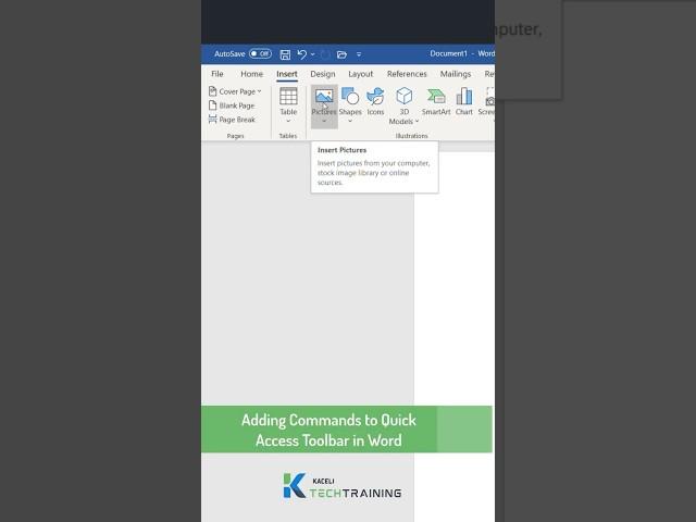 Adding Commands to Quick Access Toolbar in Word #microsoftoffice #kacelitutorials