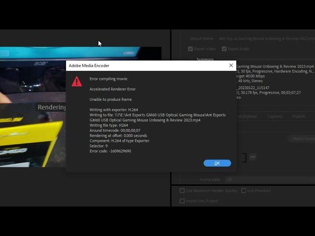 Premiere Pro CC Unable to Produce Frame Error compiling Movie Accelerated Renderer Error [Solved]