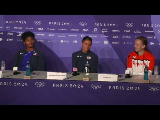 SYDNEY MCLAUGHLIN-LEVRONE AFTER 50.37 WORLD RECORD TO WIN GOLD, FEMKE BOL BRONZE | PRESS CONFERENCE