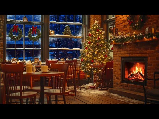 Winter night jazz in cozy coffee shop  warm Christmas Jazz for studying, working, and relaxing