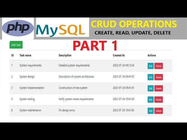 PART 1: PHP CRUD || Create, Read, Update, Delete step by step tutorial