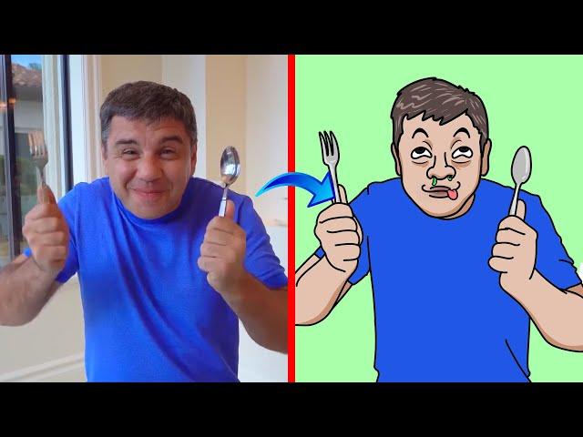 Nastya and Dad - funny cartoon drawing meme 