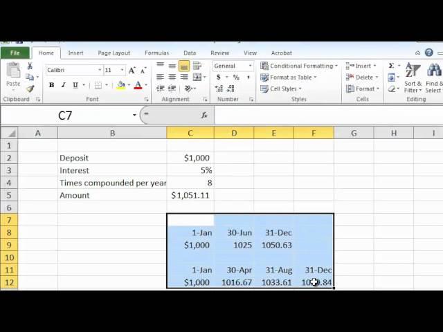 compound interest on excel