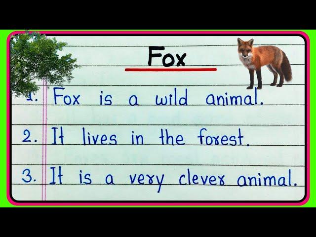 10 lines on fox essay in English | Fox essay in English 10 lines | Few lines about Fox | Fox essay