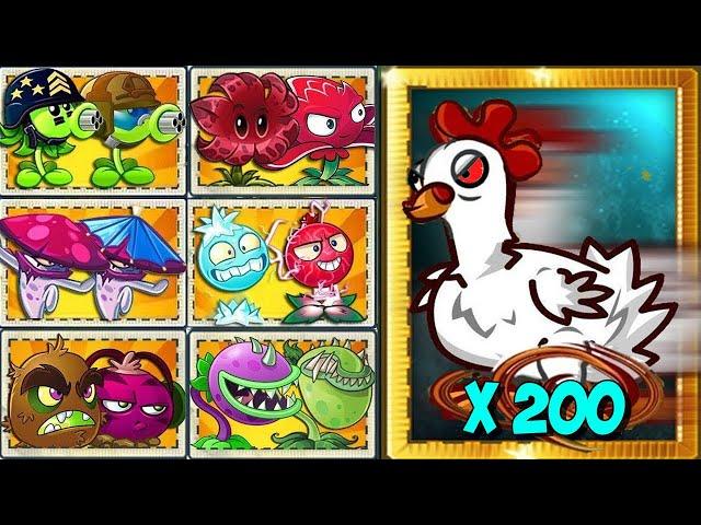 Random 40 Pair Team Plants vs 200 Chicken Zombies - Who Will Win? - PvZ 2 Challenge