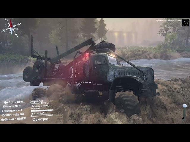 стандартный звук двигателя ямз 238 грузовика краз 255 в игре Spintires 2014