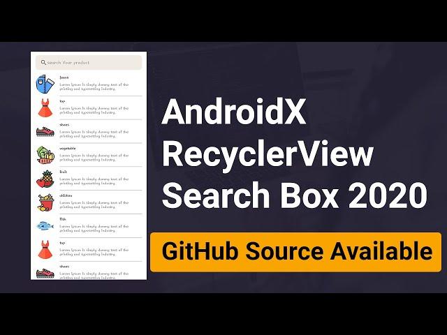 RecyclerView(AndroidX 2020): | Search bar with RecyclerView | Android Studio