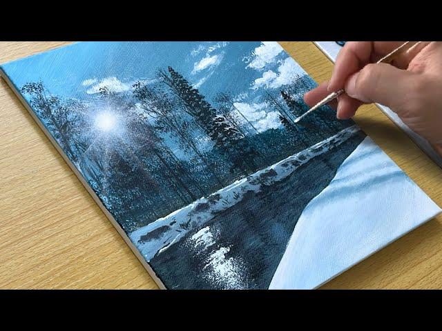 Snowy Morning Painting / Acrylic Painting for Beginners