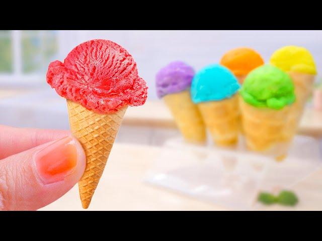 Coolest Miniature Rainbow Ice Cream Recipe For Summer  Satisfying Miniature Fruit Ice Cream Design