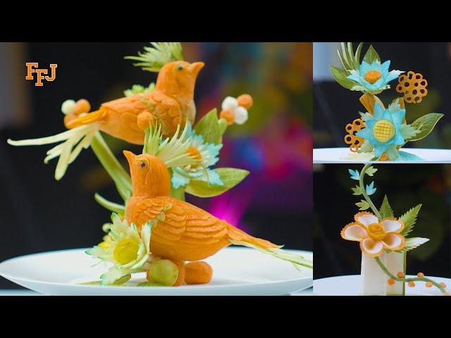 Mastering Vegetable Garnishes Birds and Flowers for Stunning Platters