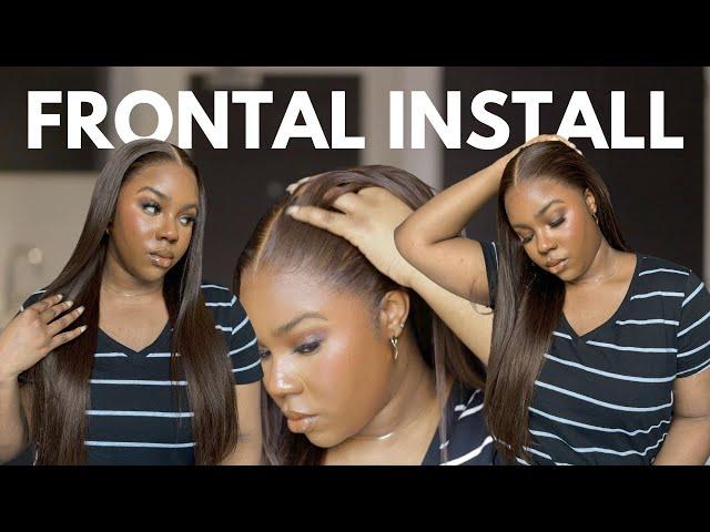 STEP-BY-STEP FRONTAL WIG TUTORIAL | DARK BROWN WIG MIDDLE PART BUSS DOWN INSTALL| FT ALIPEARL HAIR