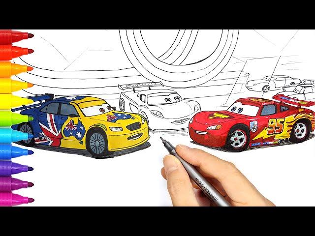 Frosty Winterbumper, Lewis Hamilton and McQueen in CARS 2 Night Party . Drawing and Coloring Pages